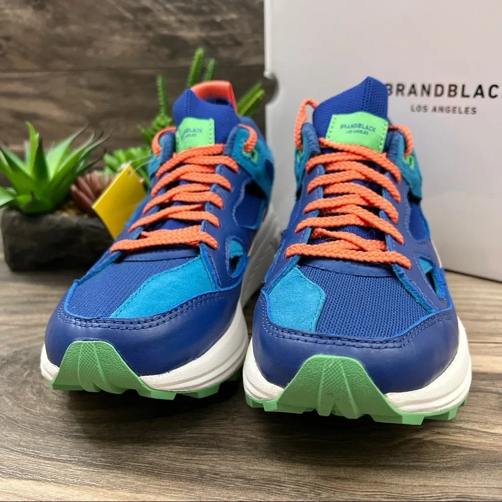 NIB Brandblack Aura 421BB Athletic Sneaker Running Shoes Blue Orange 8 39